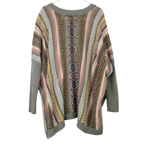 Cabi Fair Isle Poncho Sweater Pink Gray Knit Oversized Slouchy Sweater XS - Picture 2 of 8